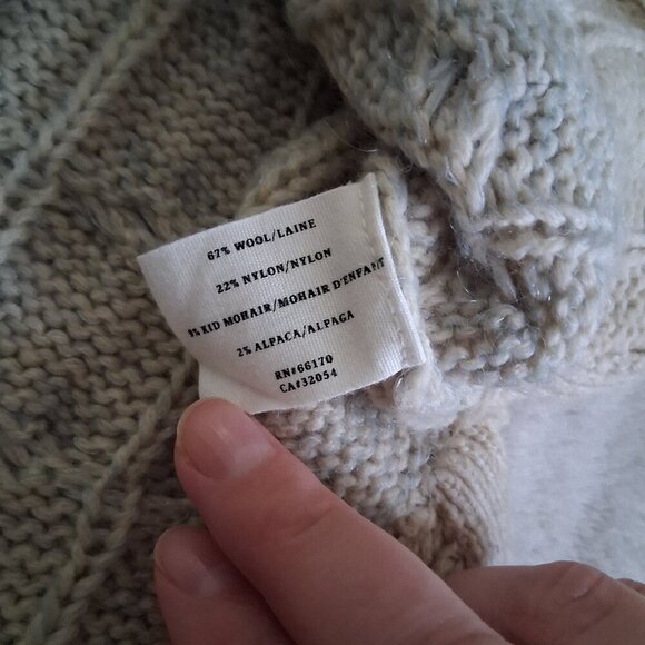 Anthropologie Sparrow XS Blue Ombre Wool Mohair Alpaca Blend Cable Knit Sweater - Picture 7 of 11